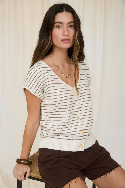 Scoop Neck Short Sleeve Cardi