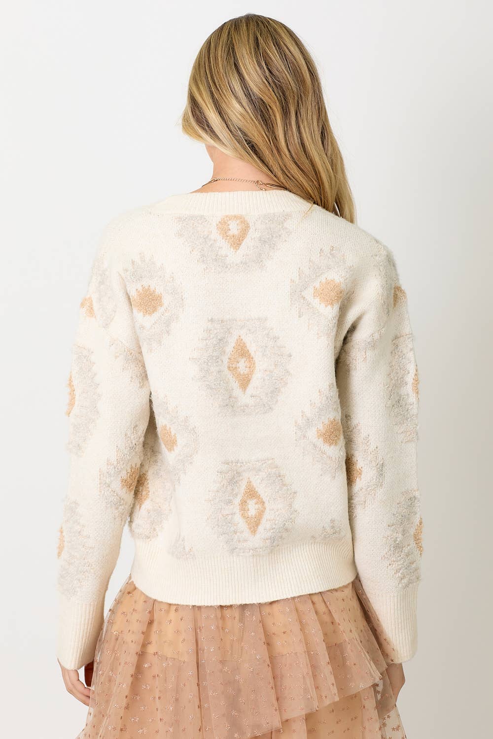 Aztec Pattern Button Down Cardigan