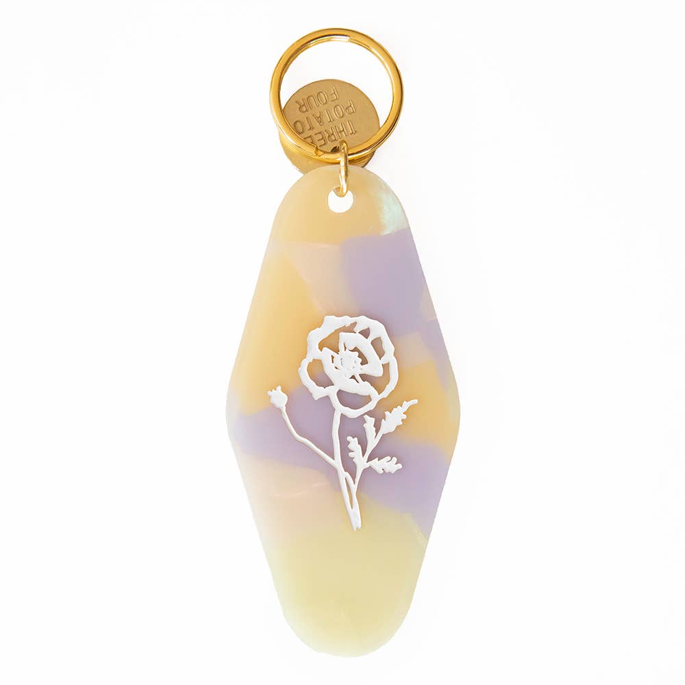 Floral Press Key Tag - Poppy