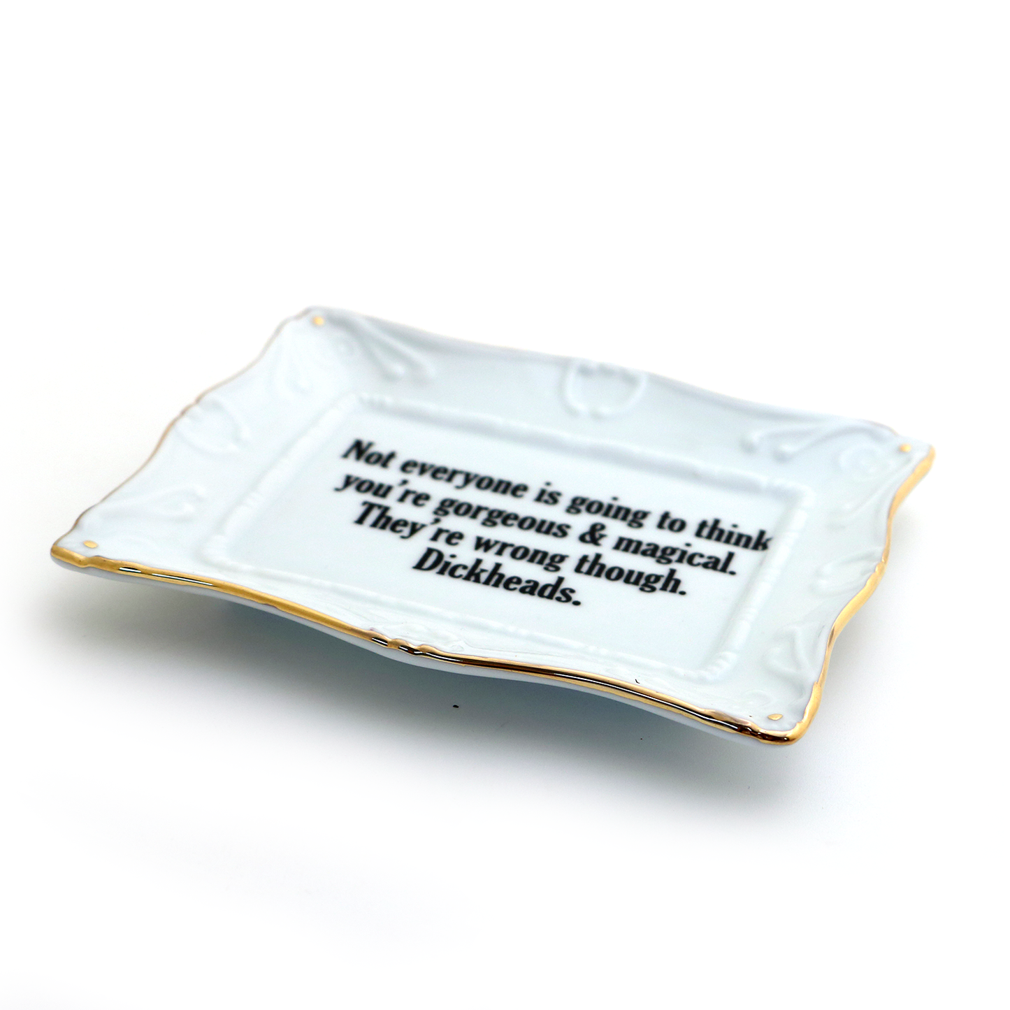 Porcelain Gorgeous and Magical tray with gold rim