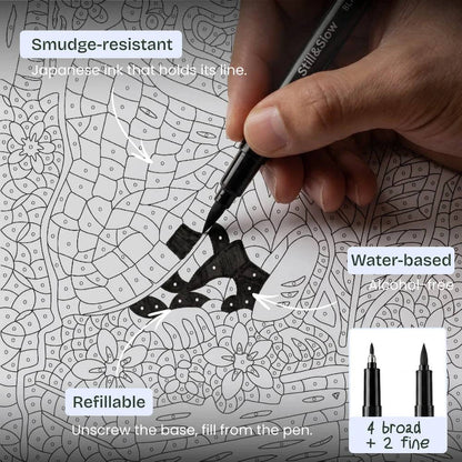 6-Piece Refillable Black Markers