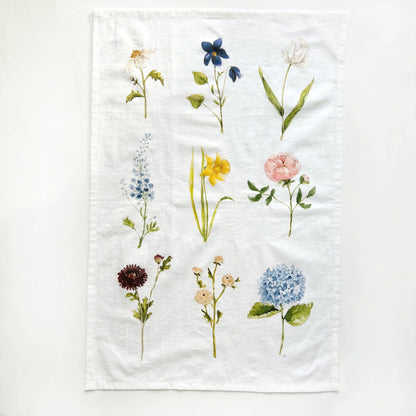 Garden flowers cotton flour sack tea towel