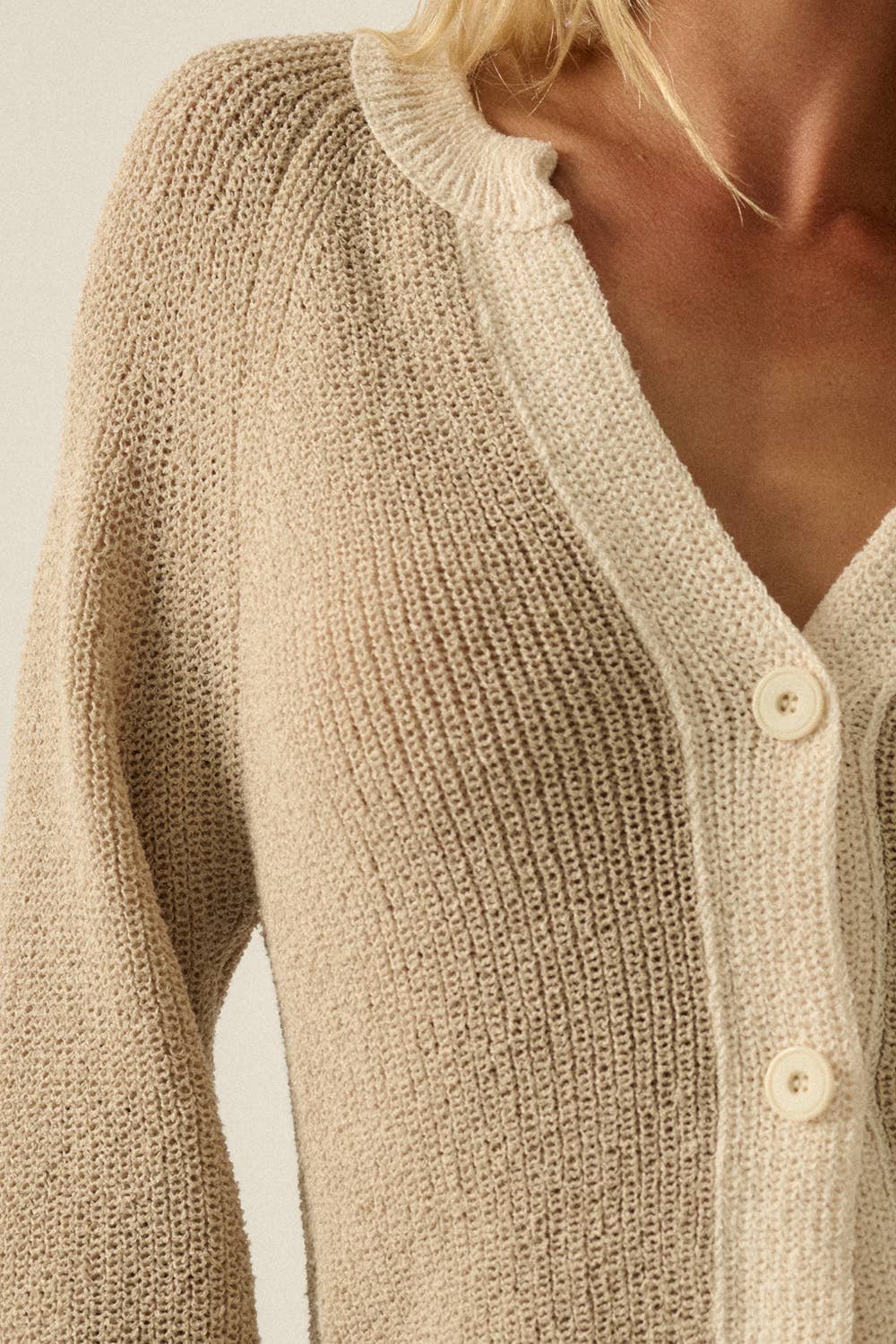 Best Selling Ribbed Knit Contrast Cardi