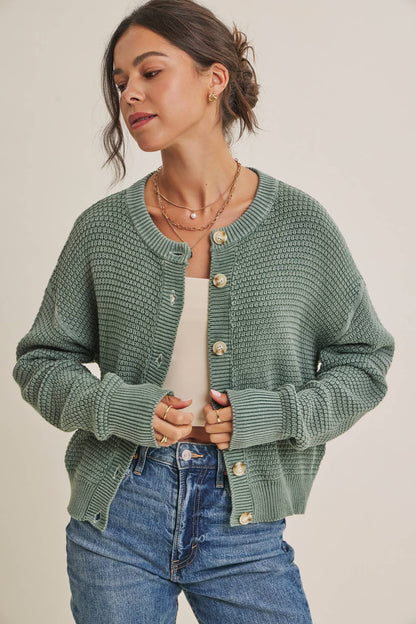 Mineral Waffle Cardigan