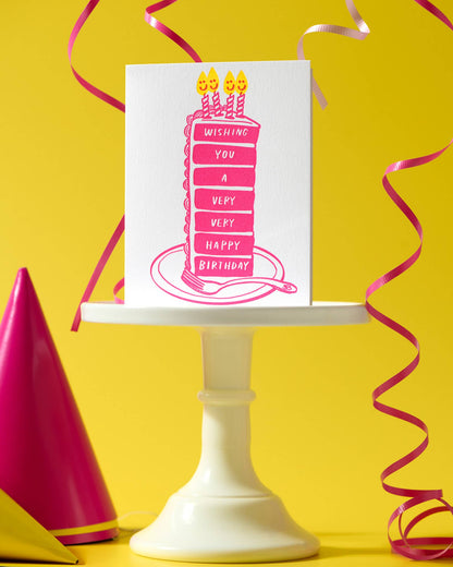 Letterpress Very Happy Birthday Cake Card