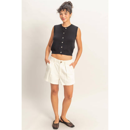 Button Up Sleeveless Cardigan