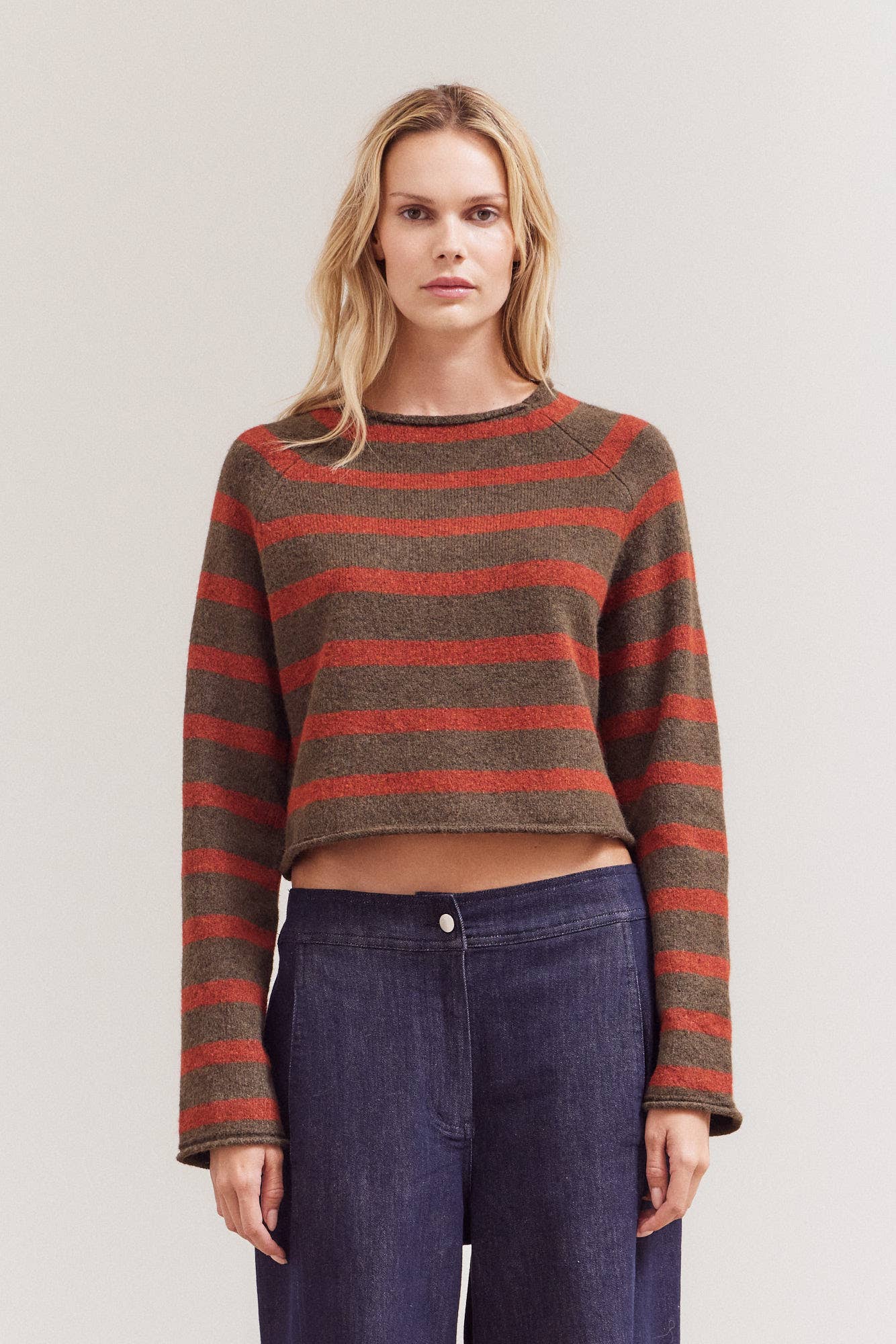 Striped Mock Neck Sweater