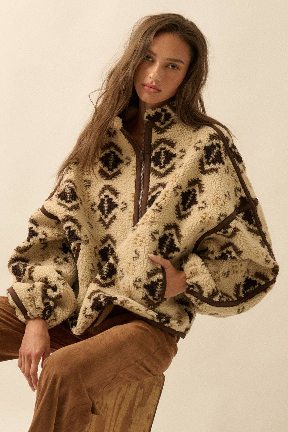 Geo-Print Sherpa Fleece Half-Zip