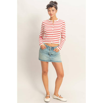 Striped Button-Up Cardigan