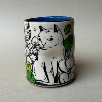 Lucky Cat & Houseplant Mug - Large