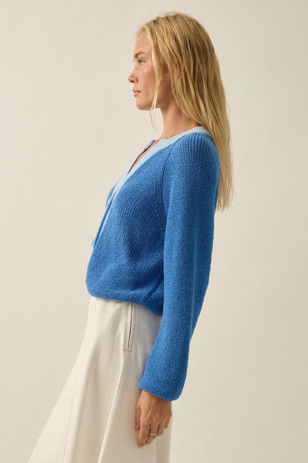 Best Selling Ribbed Knit Contrast Cardi