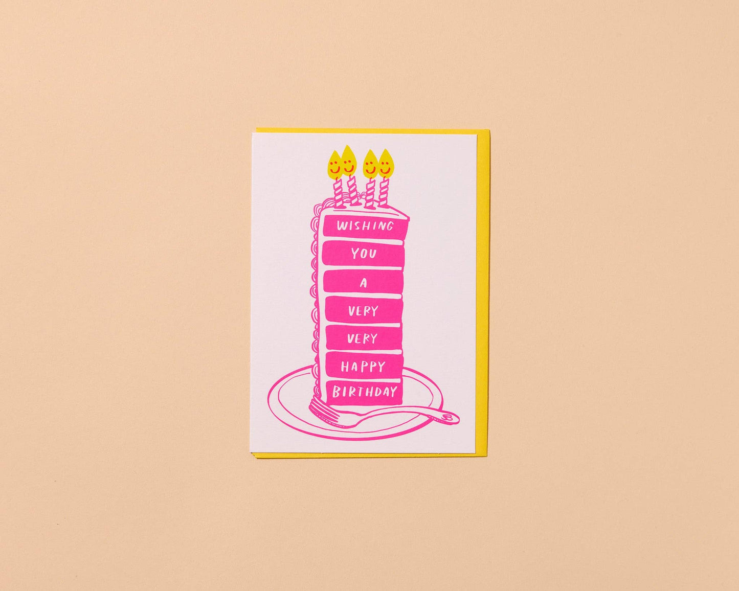 Letterpress Very Happy Birthday Cake Card