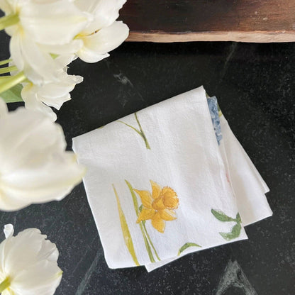 Garden flowers cotton flour sack tea towel