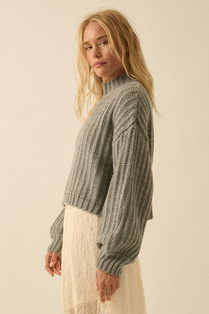 Essential Wide Sleeve Rib Knit Sweater