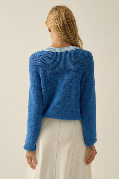 Best Selling Ribbed Knit Contrast Cardi