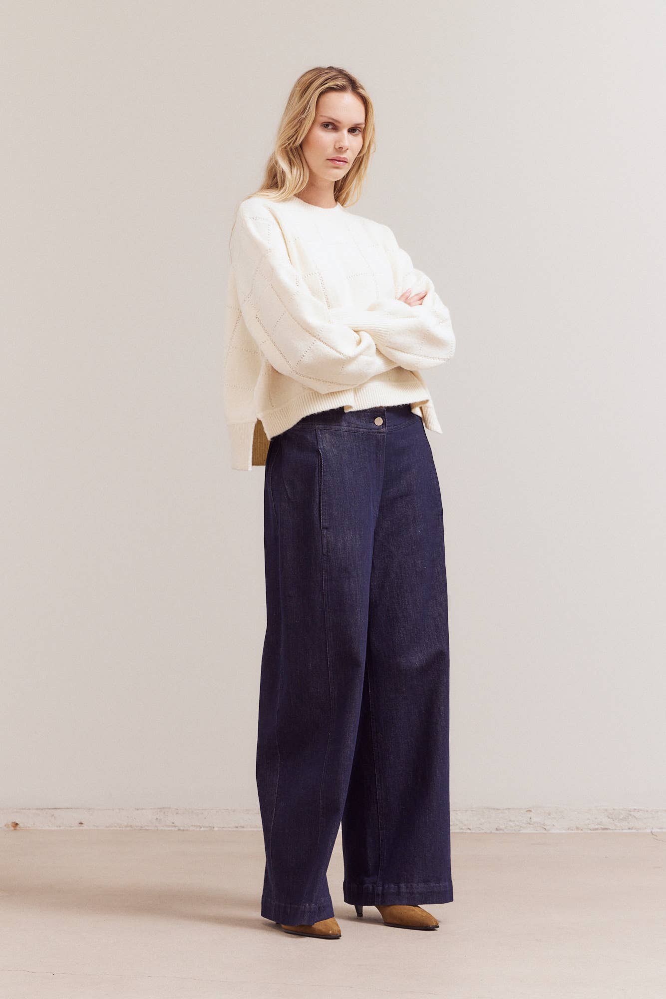 Textured Grid Knit Sweater