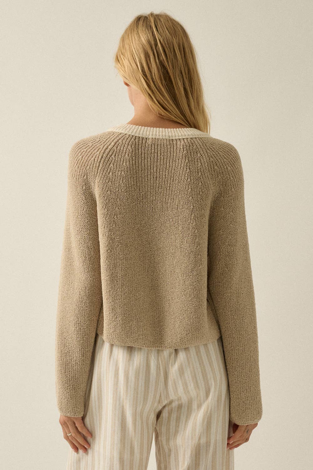 Best Selling Ribbed Knit Contrast Cardi
