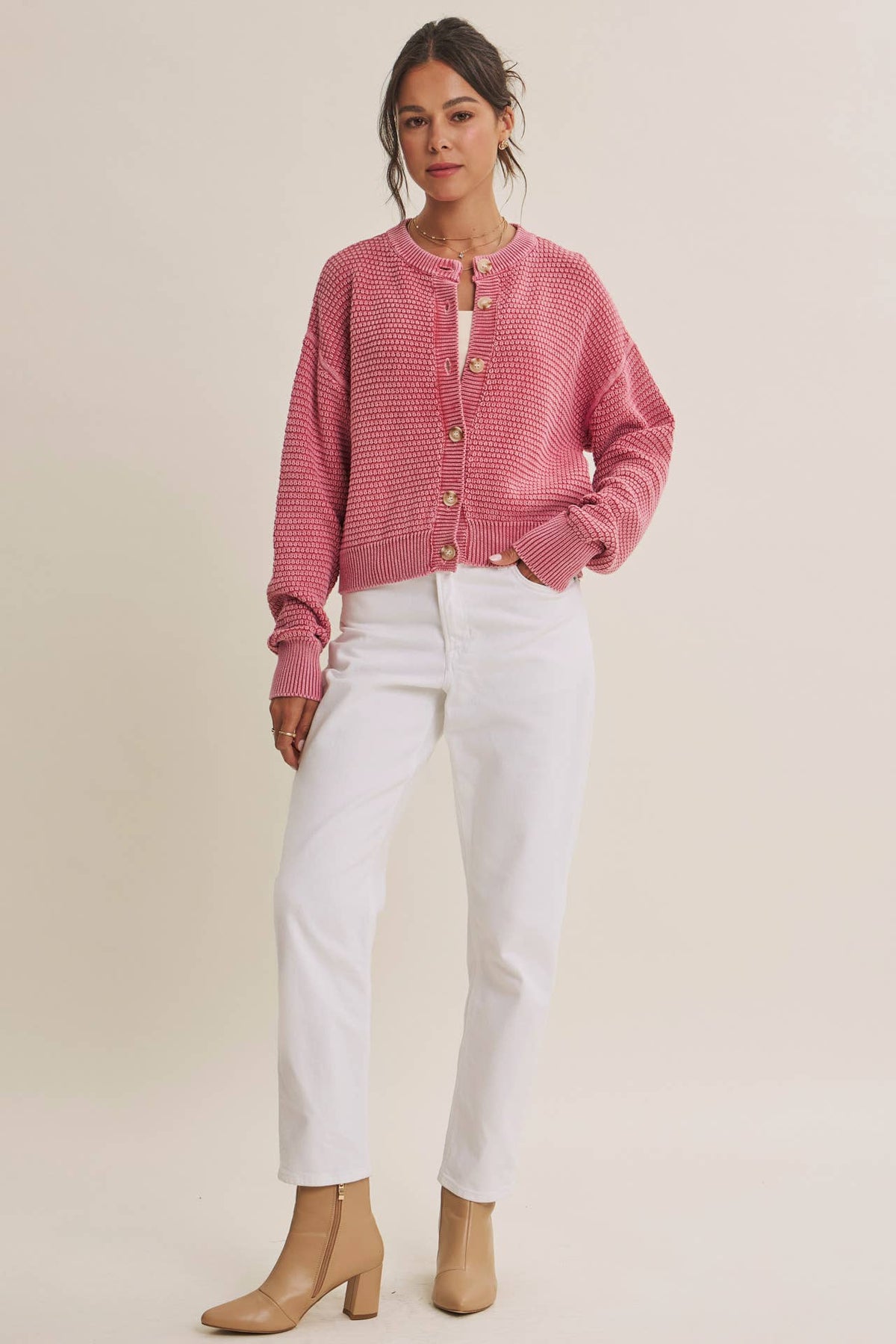 Mineral Waffle Cardigan