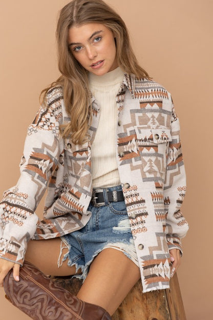 Frayed Aztec Shacket