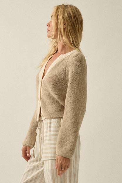 Best Selling Ribbed Knit Contrast Cardi