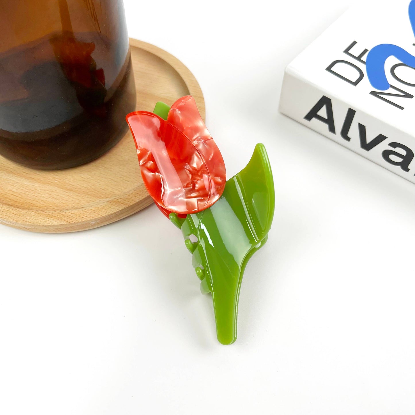Acetate tulip claw clip flower hair clips