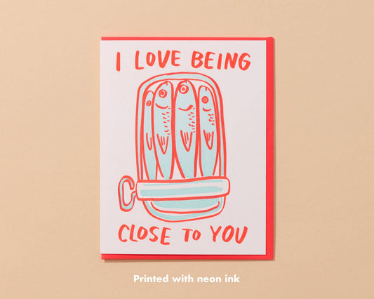 Letterpress Love Card—Sardines (Close to You, Trendy, Cute)
