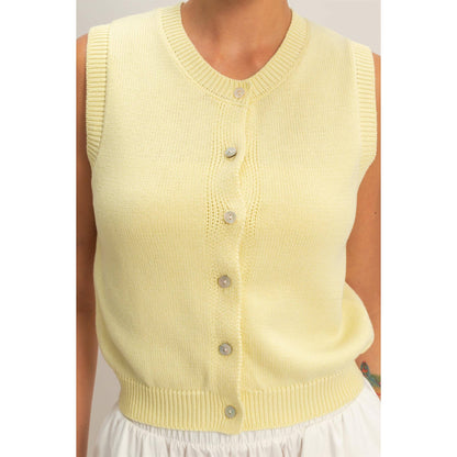 Button Up Sleeveless Cardigan