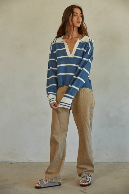 The Weekend Stripe Polo Sweater