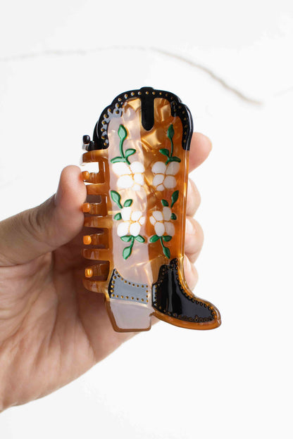 Magnolia Blossoms Western Boots Claw Clip
