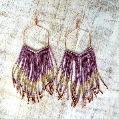 Twilight Large Beaded Fringe Shoulder Duster Earrings