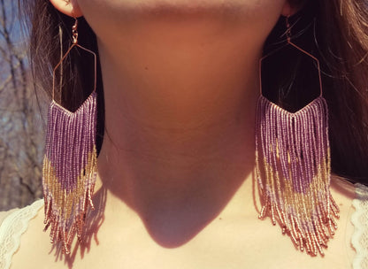 Twilight Large Beaded Fringe Shoulder Duster Earrings