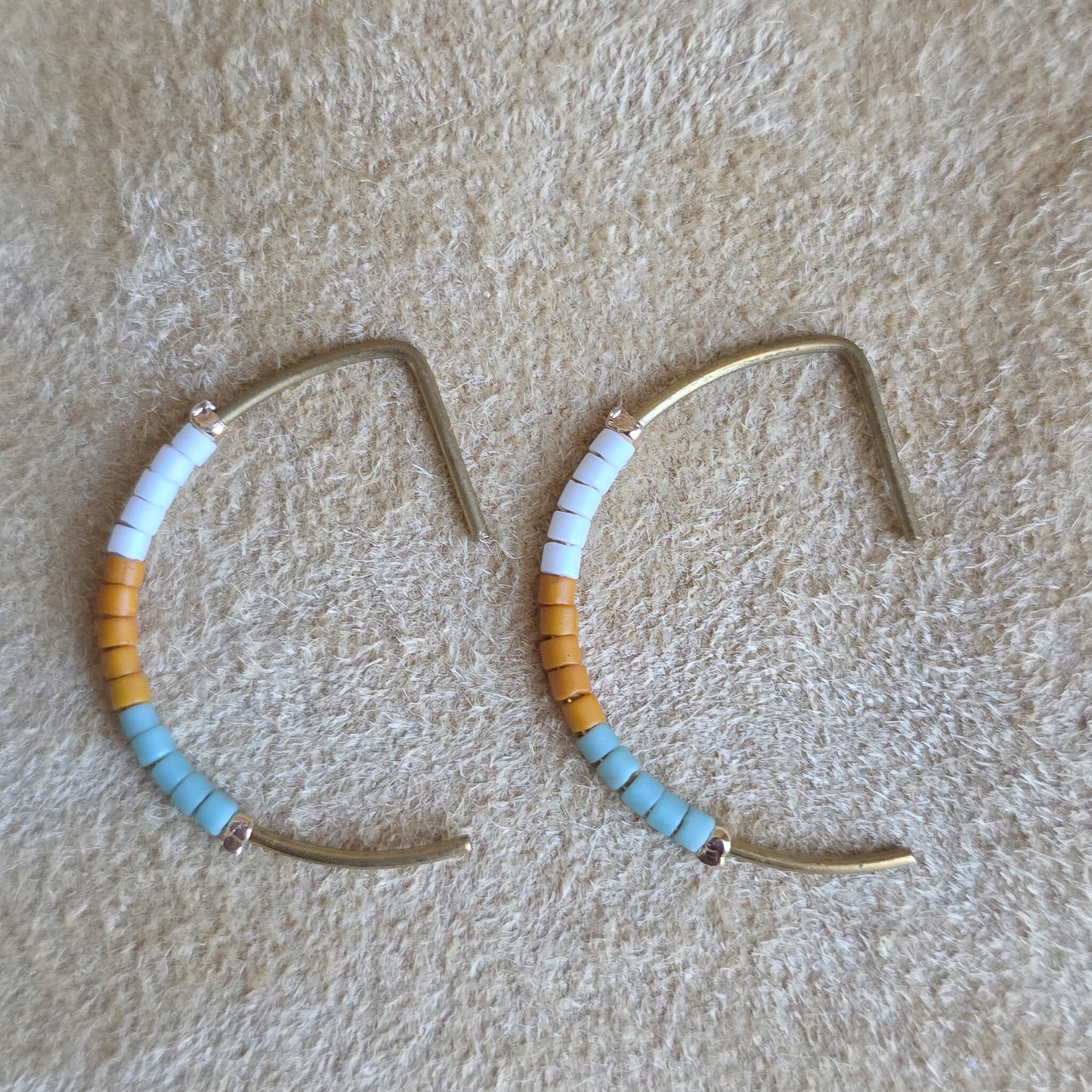 Color Block Beaded Artisan Half Moon Earrings | Small | Nyaweh