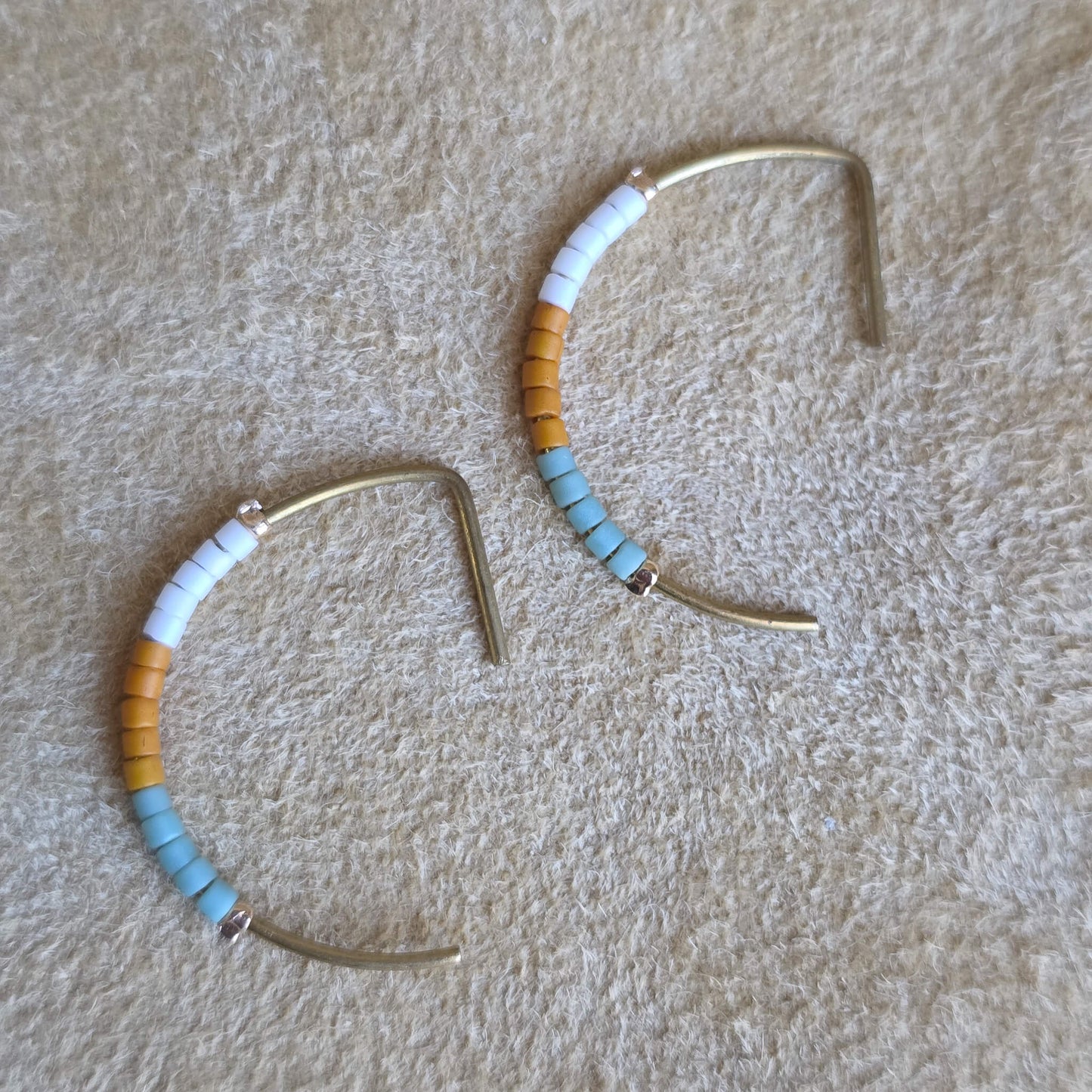 Color Block Beaded Artisan Half Moon Earrings | Small | Nyaweh