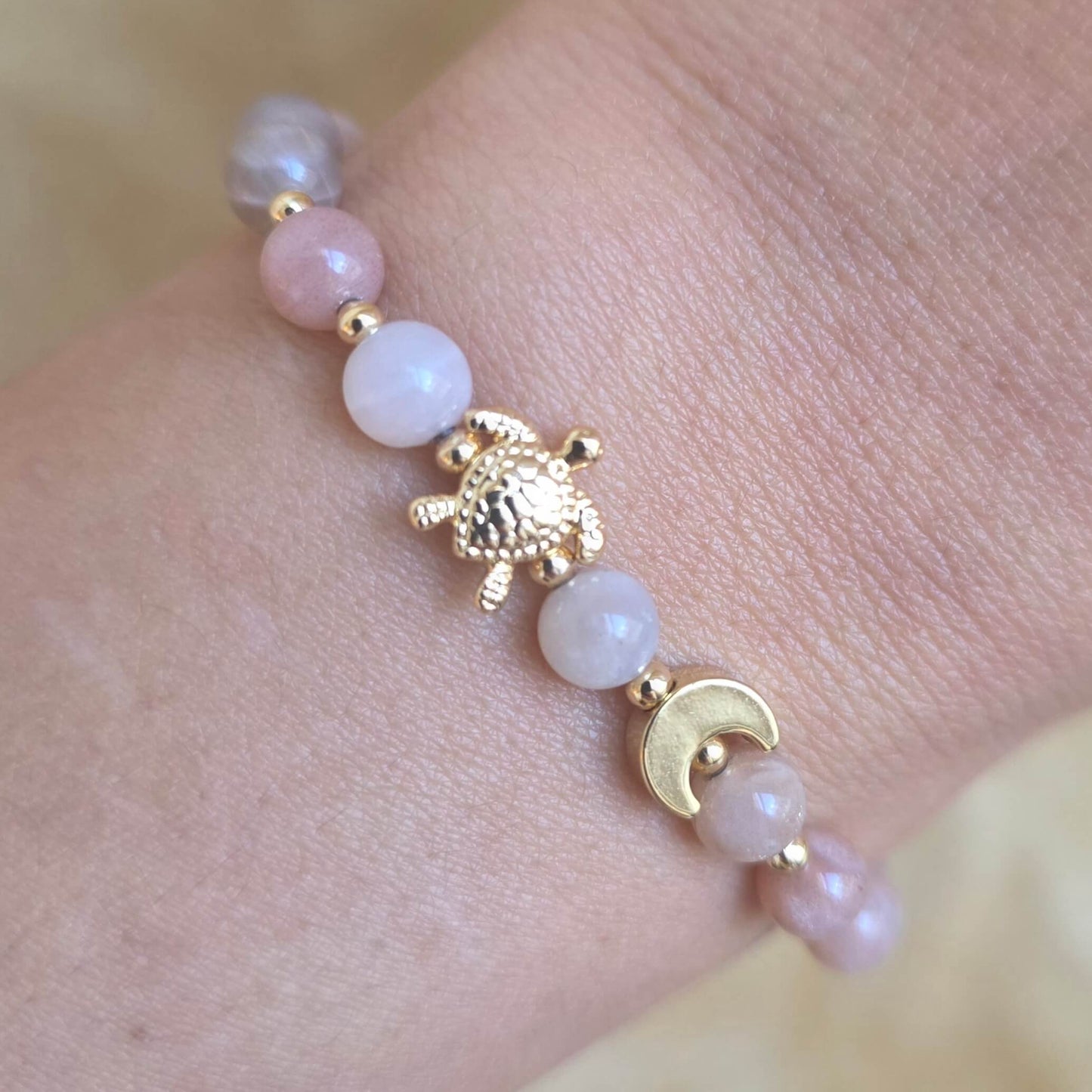 Flower Moon Bracelet | Peach Moonstone