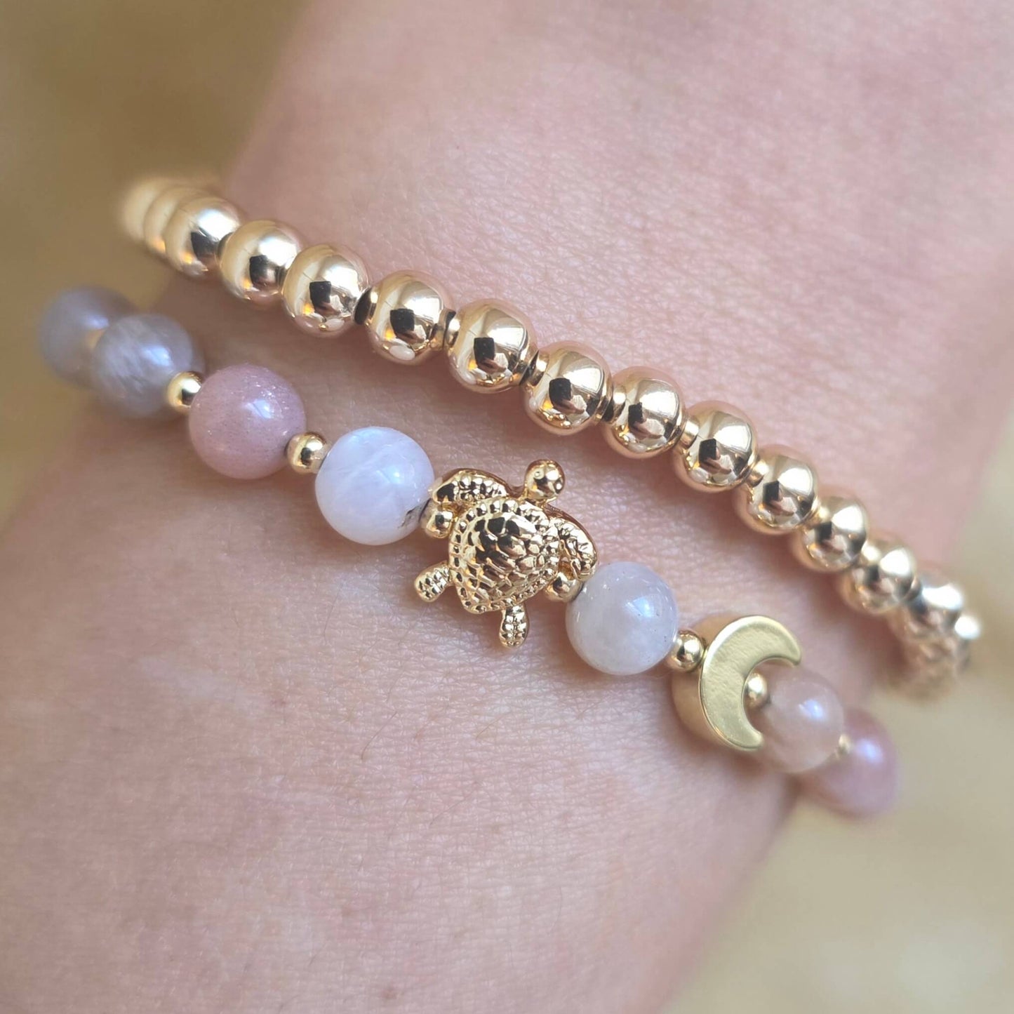 Flower Moon Bracelet | Peach Moonstone