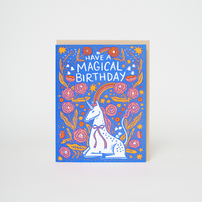 Birthday Folk Unicorn Letterpress Greeting Card by Hello!Lucky