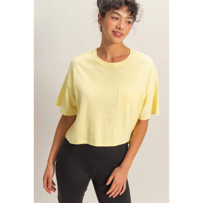 Boxy Crew Neck Top With Pocket