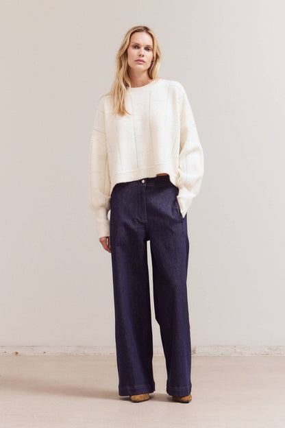 Textured Grid Knit Sweater