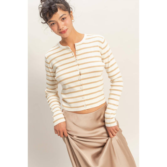 Striped Button-Up Cardigan