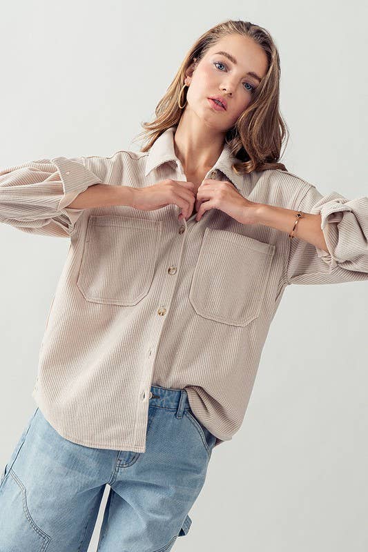 Soft and Stretchy Cord Button Up