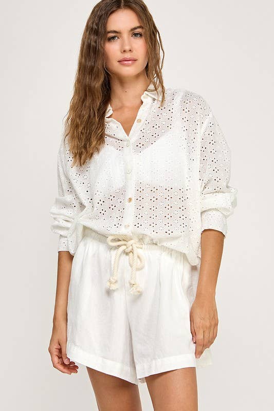 Simple Eyelet Summer Button Down