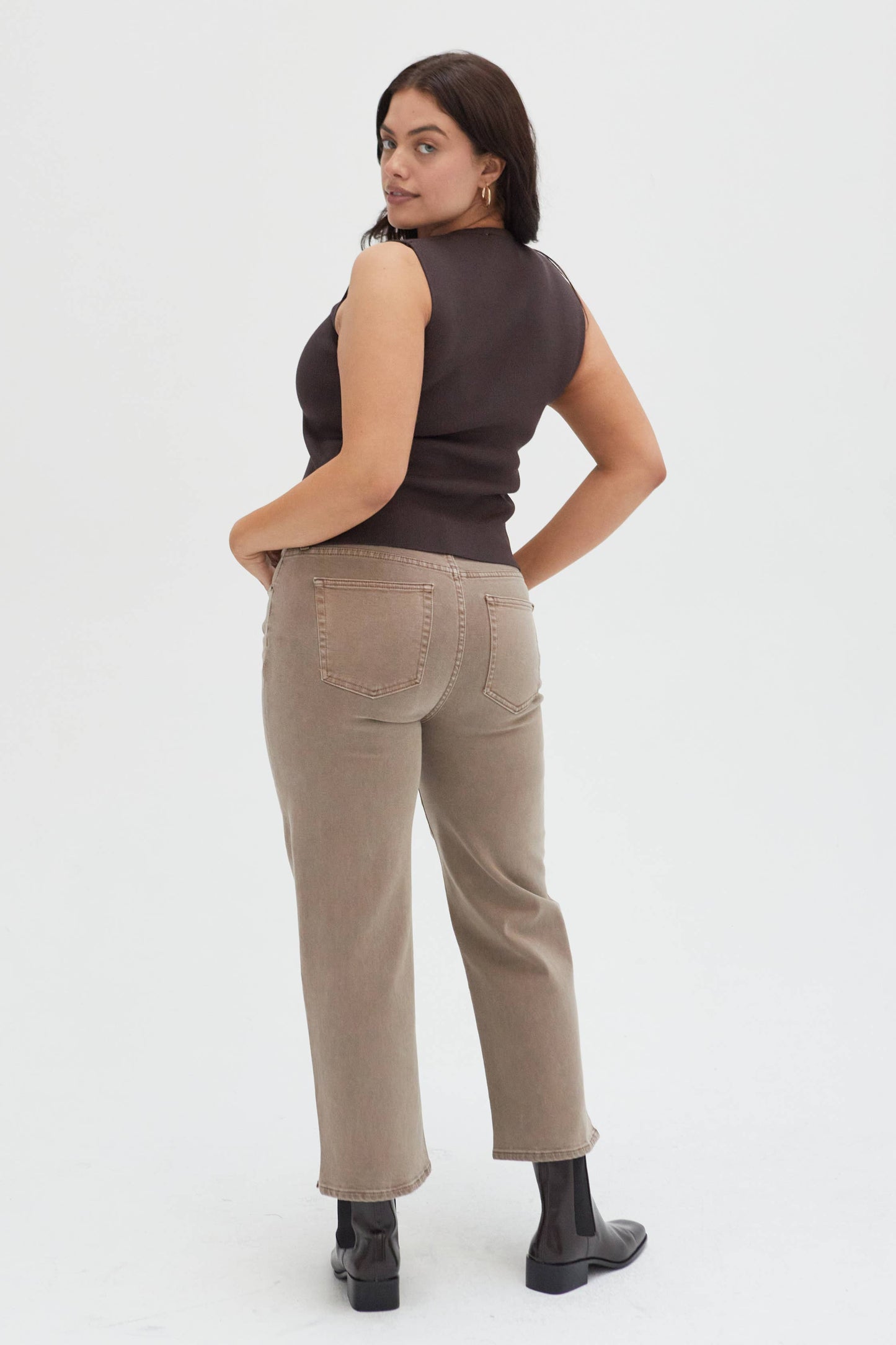 Addington Ankle Crop Mid Rise Jean, Brown Overdye