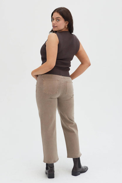 Addington Ankle Crop Mid Rise Jean, Brown Overdye