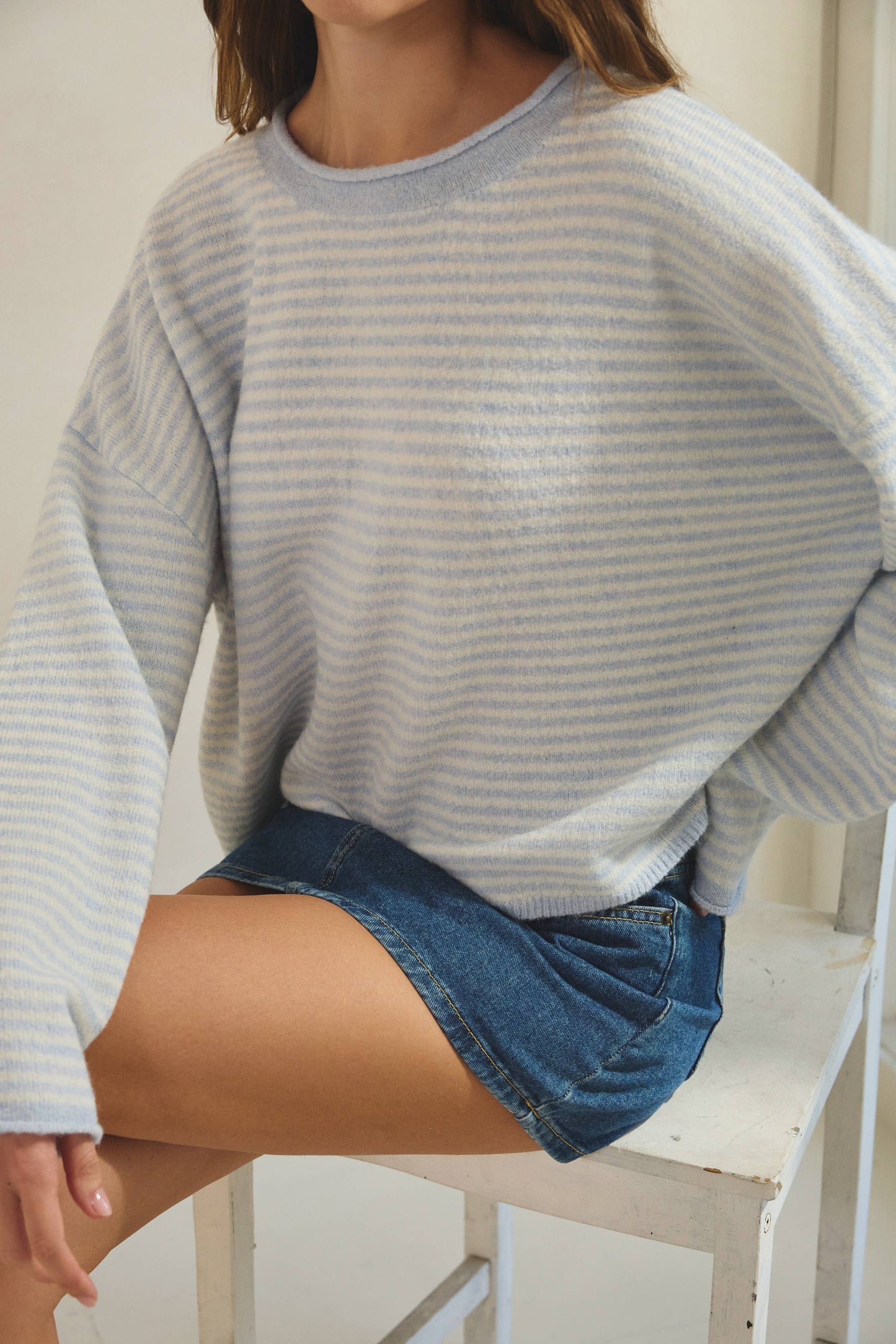 Striped Roll Up Neck Sweater