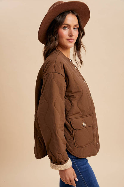 Quilted Sherpa Lined Puffer Jacket