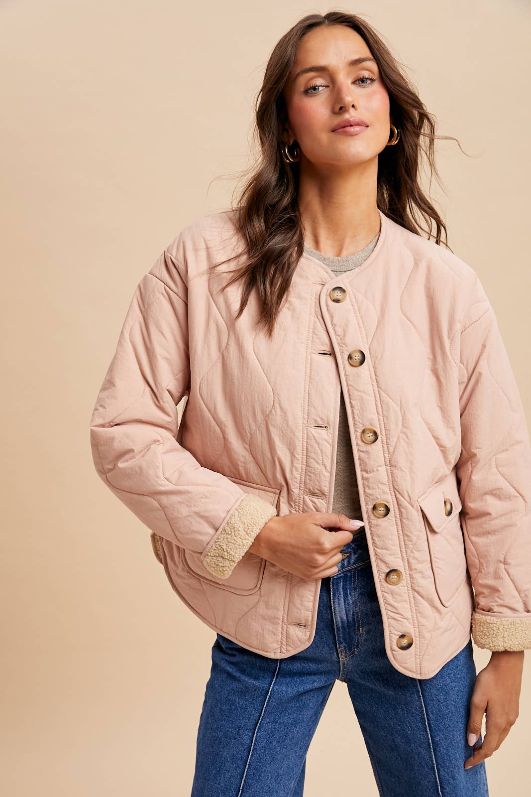 Quilted Sherpa Lined Puffer Jacket