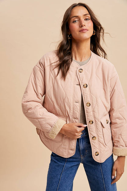 Quilted Sherpa Lined Puffer Jacket