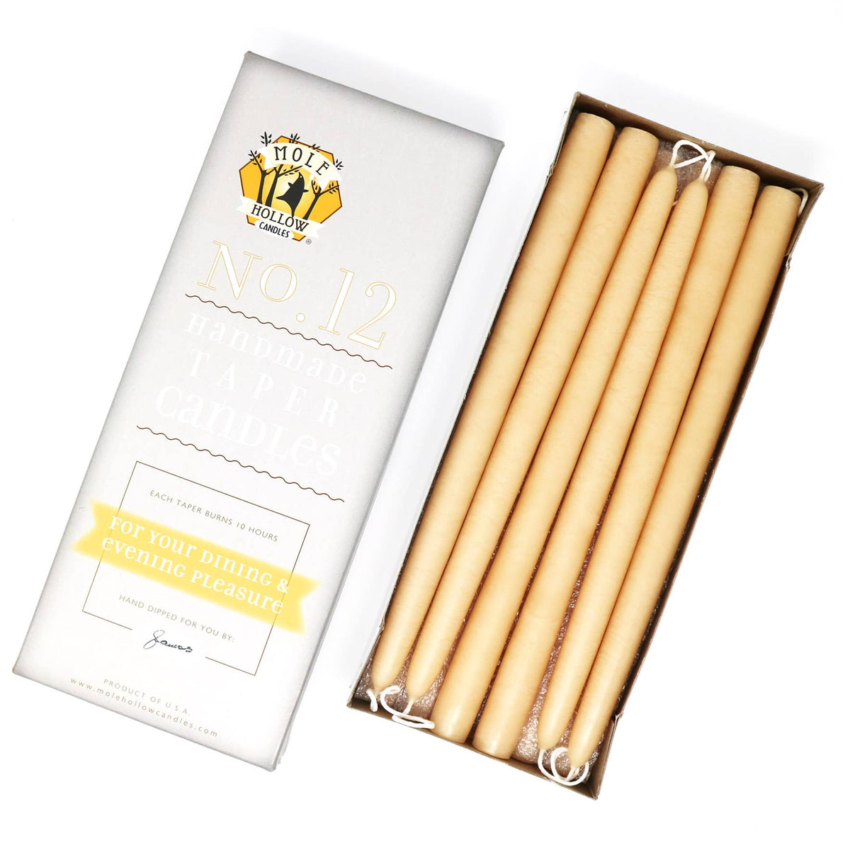 12" Hand Dipped Taper Candles USA Made