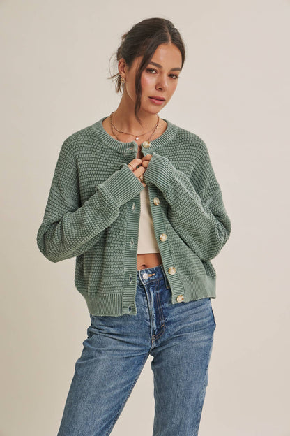 Mineral Waffle Cardigan