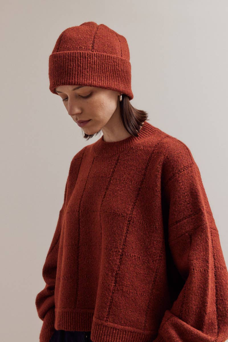 Textured Grid Knit Sweater